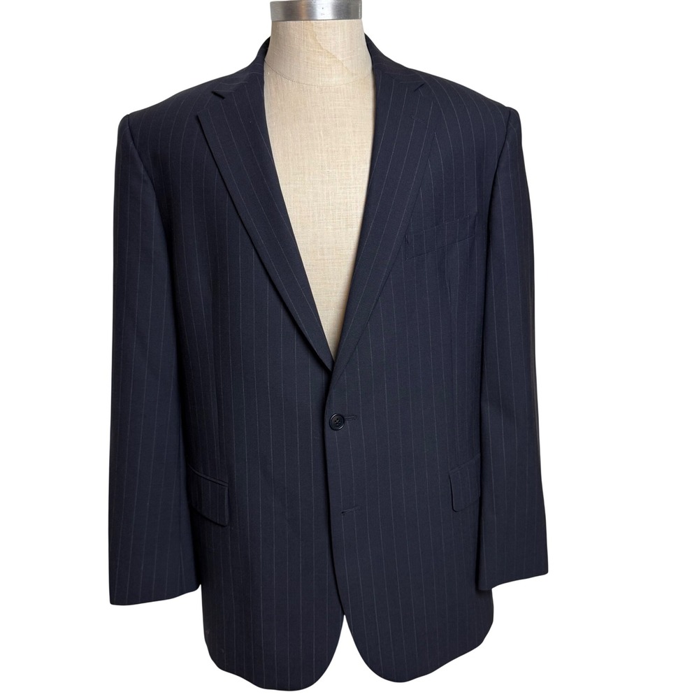 Brooks Brothers 346 Mens 46L Navy Pinstripe Wool Stretch Blazer Sport Coat